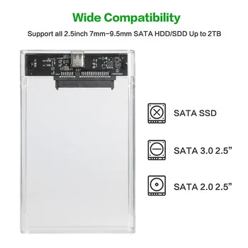 2.5 tolline SSD HDD Case SATA to USB 3.1 Kõvaketta Box 6 Gbps 8TB HDD Ketas USB-Micro-USB-C OTG Adapter for Android Sülearvuti