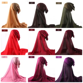 Naiste Sifonki Dot Tutt Toru Kork Mull Hijab Pikk Sall Sall koos underCap Wrap Moslemi Peapael suurrätikud