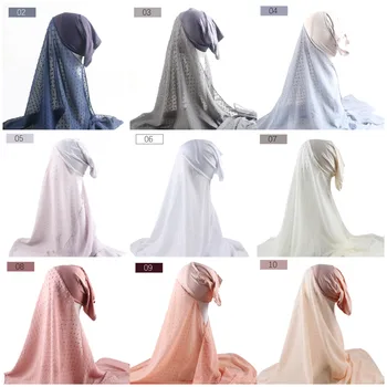 Naiste Sifonki Dot Tutt Toru Kork Mull Hijab Pikk Sall Sall koos underCap Wrap Moslemi Peapael suurrätikud