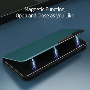 Pocox3 pro juhul pu nahk smart aknas klapp jaoks xiaomi vähe pocophone poco x3 x 3 pro x3pro 3x nfc magnet stand hõlmab