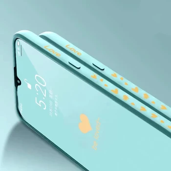 Ultra-õhuke Armas Südame-kujuline Square Vedela Silikooniga Telefon Case For iPhone 12 11 Pro XS Max XR-X 8 7 6 Pluss Luksus kaelapaela kinnitamine Kate