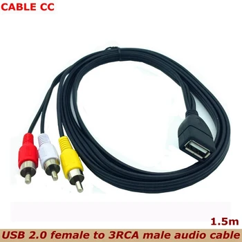 1,5 m 5 Jalga USB-Emane 3 RCA Phono AV-Kaabel Viia PC-TV Lisateenused Audio ja Video Konverteerimise Kaabel