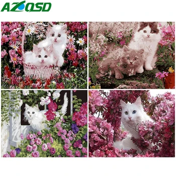 AZQSD Täiskasvanute Värvi Numbrid Kass DIY Unframe Pilt elutuba Kodu Kaunistamine, Värvimine Poolt Numbrid Loomade Ainulaadne Kingitus