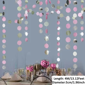 2tk 4m Hõbedane Roosa Paberi Star Ring Vanik Banner Sünnipäevaks Kaunistamiseks Pool Kids Esimene Tüdruk Baby Shower Täiskasvanud Naine