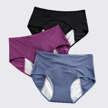 Menstruatsioon Aluspüksid Naiste Puuvillane lekkimiskindlad Uriinipidamatuse Püksikud Kõrge Vöökoht Naine Silma Aluspesu Pluss Suurus L-6XL Dropship