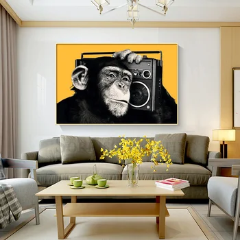 Põhjamaade Naljakas Musta Gorilla Lõuendile Maali Seina Art Plakatid Ja Pildid Magamistuba Pilte Elutuba Kaasaegse Kodu Söögituba Decor