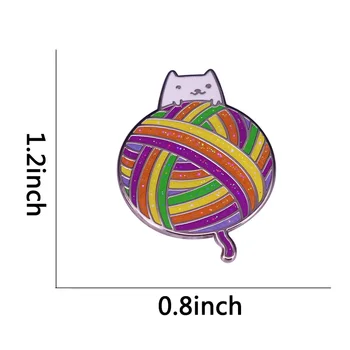 Lõng Kitty Ball Pin-Vikerkaar Candy Versioon Kawaii Kudumise Väike kass on leidnud oma uus lemmik mänguasi: hiiglaslik glitter lõng pall!