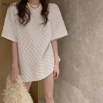 Lühikese Varrukaga T-särgid Naistele Tahke O-kaeluse Vintage Basic Lihtne, Kõik-mängu Summer Naiste Topid Stiilne korea Stiilis Slim Streetwear