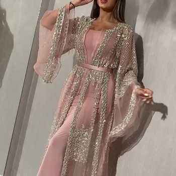 2021 Dubai Moslemi Kleit Luksus Kvaliteetne Tikand, Pits Ramadan Seal Kaftan Islam Kimono Naiste Must Maxi Kleit 2021