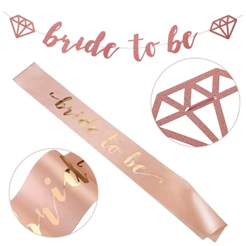5 Tükki Rose Gold Pink Bachelorette Pool Kaunistused Kit Pruut Tuleb Etikett, Vöö, Märk peapaela Loor Banner
