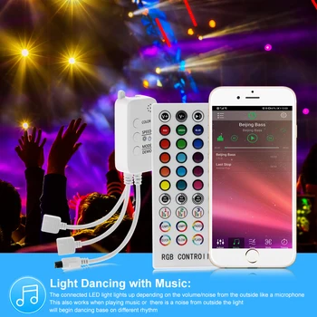 Bluetooth Music Kontroller DC12V RGB LED Riba 40Key IR pult.