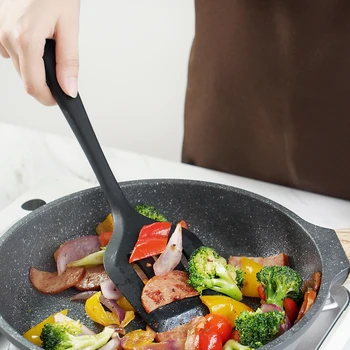 Silikoon Köök Tööriistad Toiduvalmistamis Komplekti Suppi Lusikaga Spaatliga Non-stick Kühvel Puidust Käepide Spetsiaalne kuumuskindel Disain Köök