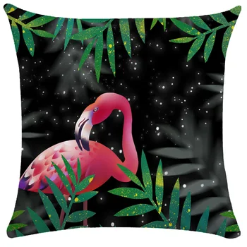 Padjakate Suvel Troopilised Taimed Flamingo Dekoratiivsed Padjapüür Rohelised Lehed Visata padjapüür Flamingo Padja Kate 45x45cm