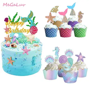 Sünnipäeva Merineitsi Partei Cupcake Toppers Kiletajad olgem Näkid Baby Shower Sünnipäeva Asjade Kook Dekoratsioonid