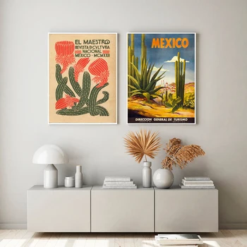 Mehhiko Kultuuri Näitus Seina Art Vintage Plakat ja printimine Lõuendile Maali Kaktus Taim Pilt elutuba Kodu Kaunistamiseks