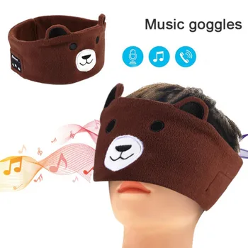 Bluetooth-Peakomplekti Loomade Peapael Cartoon Pehme Une Silma Mask Hippo Müts Lapsed Täiskasvanud Juhtmeta Kõrvaklapid Mikrofoniga