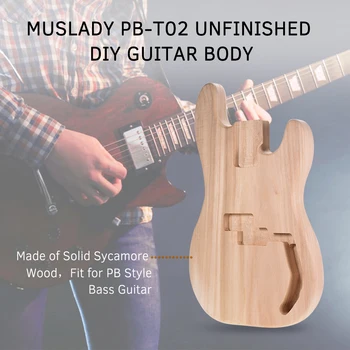 Muslady PB-T02 Lõpetamata Electric Guitar Keha DIY Sycamore Puit Tühi Kitarr Barreli eest PB Stiil Bass Kitarri Tarvikud osad