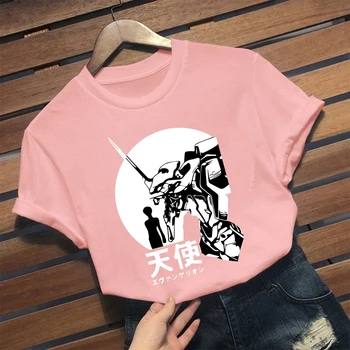 Harajuku Meeste Tshirt Evangelion Trükitud Unisex Lühikesed Varrukad Anime Casual T-särk Homme Streetwear Tops
