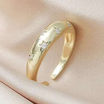 Minimalistlik Gold Star Rõngad Naiste muudetava suurusega ringi Trendikas Geomeetriline Ring Ringi Rõngad Naiste Sulamist Golden ring Crystal