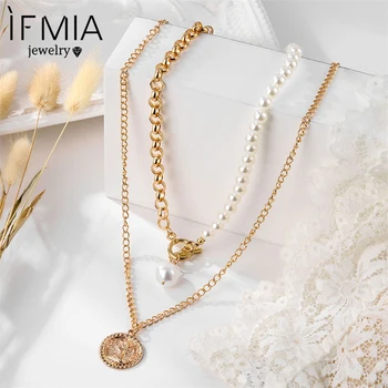 IFMIA Mood 2 Kihti Pärlid Geomeetriline Ripatsid, Kaelakeed Kulla Värvi Metallist Kett Kaelakee Naistele Uus Disain Ehted Kingitused