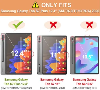 360 Pöörlev PU Leather Case for Samsung Galaxy Tab S7 Pluss 12.4 tolline T970 T975 T976 T978 Klapp Seista Kate