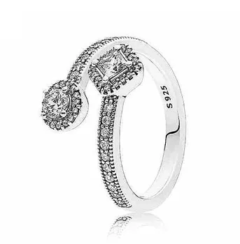 Autentne 925 Sterling Silver Ring Tsirkoonium Referaat Elegants Ringi Naistele Pulmapidu Kingitus Ehted