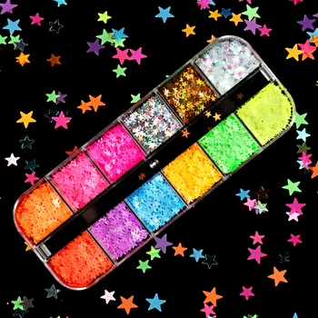 1 Juhul Fluorestsents Star peep varba kingad Glitter Vaiguga Kunsti Kaunistused UV-Vaik Hallituse Pigment Ehete valmistamise Tarvikud Nail Art Glitter