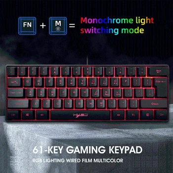 HXSJ V700 USB-Backlight 61 Võtmed Gaming RGB Klaviatuuri Mängijad, klaviatuur, kellel on Mitu Kiirklahvide Kombinatsioonid PUBG