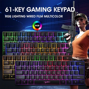 HXSJ V700 USB-Backlight 61 Võtmed Gaming RGB Klaviatuuri Mängijad, klaviatuur, kellel on Mitu Kiirklahvide Kombinatsioonid PUBG