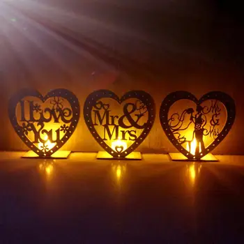 1Set Pulm Puidust Kaunistused MR&MRS Südame-Kujuline Romantiline Ripats Plaat Koos LED Valgus Ornament Home Decor Pulm Teenetemärgi
