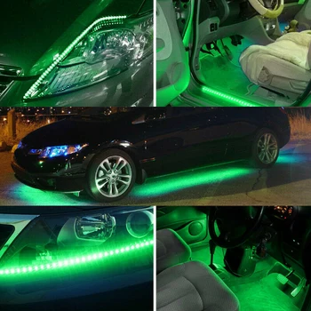 4tk Roheline Valgus Riba 30cm 15SMD LED Auto Mootorratta Veekindel Paindlik Ribad Valgus Auto Tuled Painduvad Ribad Atmosfääri Lamp