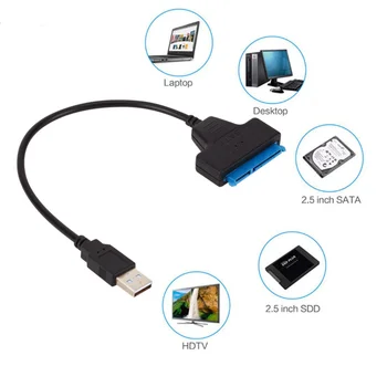 USB 2.0 SATA 22pin Kaabel Adapter Converter Read HDD SSD Ühendage Juhe Traat 2.5 Kõvakettad Tahked Drive Ketta