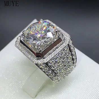 Muye 925 Sterling Hõbe Läikiv 2 Karaat Teemant Sõrmus Meeste Luksuslik Kaasamine Pulm Ehteid Rõngad Suurus 7 8 9 10 11 12 13