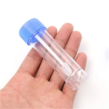 30ML Keemia Plast katseklaasid Koos Lusikaga Selge Isend Test Konteiner Sinine Kruvi Top 10tk