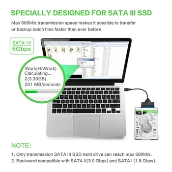 SATA USB 3 Kaabel-Sata ja USB 3.0 Adapter KUNI 6 gbit / s Toetada 2.5 Tolline Väline SSD HDD kõvaketas 22 Pin Sata III A25 2.0
