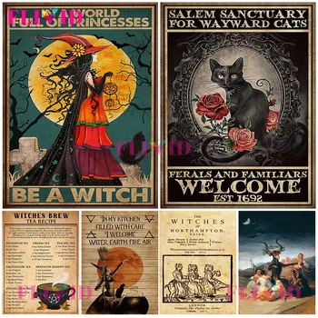 Vintage Köök Witchery Nõid Supp Wizard Põhjamaade Plakat Seina Art Lõuend Maali Seina Pildid Elutuba Plakatid, Raamimata