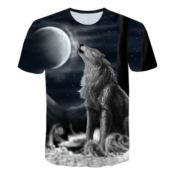 Uus Mood Poiss Top Wolf 3D Trükitud T-särk Lahe ja Lõbus T-särk, Lühikesed Varrukad Top Tüdruk Loomade Print T-särk vabaajarõivaste