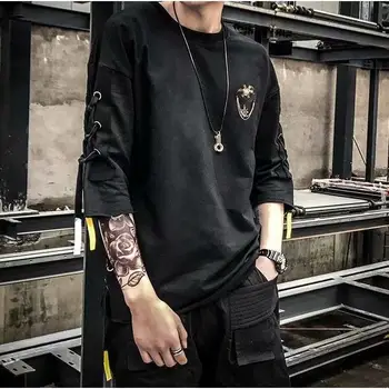 Idopy korea Mood Meeste Street Style Pits Punk Gooti Pullover Disainer Steampunk Hem Hip-Hop-Särgid, Pusad Tees