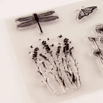 Dragonfly Liblikas Võilill Läbipaistev Tihend DIY Käsi Konto Läbipaistva Silikooniga Tihend Tempel Lõikamine õnnitluskaart Raamat