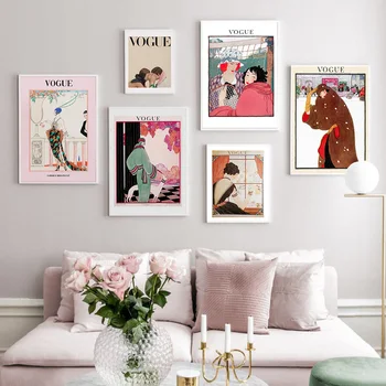 Mood Tüdruk Tuba Decor Lõuendile Maali Vintage Vogue Plakatid Seinale Kaasaegse Kodu Kaunistamiseks Frameless Maalid