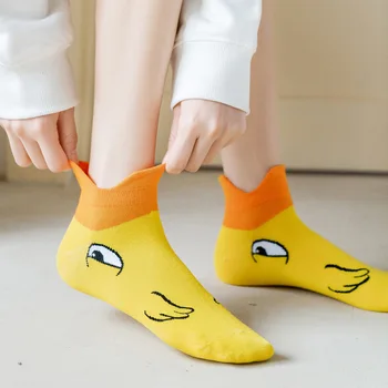 Cartoon sokid armas loomade prindi naljakas kollane must kawaii harajuku mood naiste chaussette femme sokk, kujundaja puuvill meia