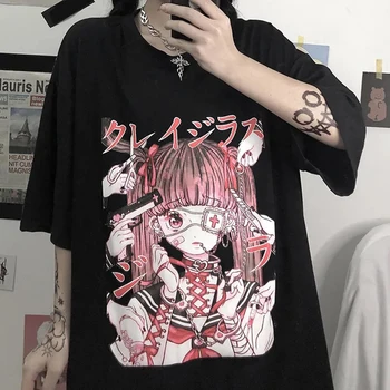 Tüdruk Riided, Topid Gooti Riided Lahti Harajuku T-Särgid Femme Suvel 2021 Prindi Anime Särk Riided Streetwear Naine Rüü
