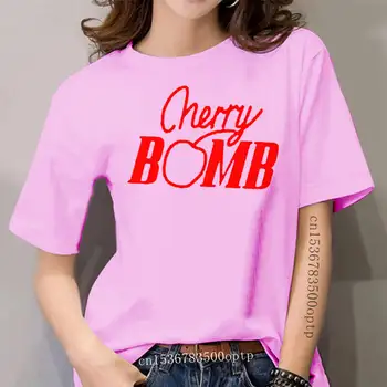 Uus Saabuvad Moe Riided tees Cherry Bomb Punane Trükitud T-Särk Vabaaja Lühikesed Varrukad Kvaliteetsed Topid Hipster Tumblr Varustus