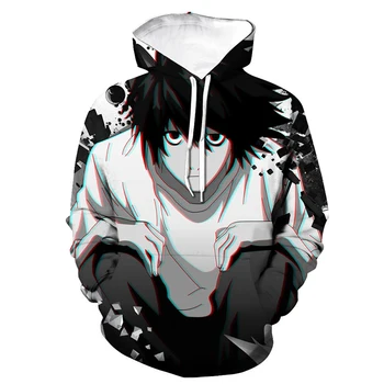 Death Note 3d Trükitud Hupparit Anime Stiilis Dressipluus Mehed Naised Cosplay Spordi-Vabaaja-Suurpärase Topp Mood Hip-Hop Top