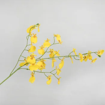 Kollane Kunstlik Lill, Taim Kodu Kaunistamiseks Plastikust Kimp Ühe Orhidee Kollane Branch Lill Pidulik & Pidu Tarvikud