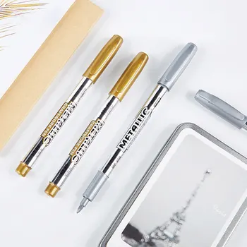2tk Kuld, Hõbe Epoksüvaik-Joonistamine Pen Kuld Leafing Punkti Pliiats Sm Akrüülvärv Rõhutab Metallik veekindlat Markerit
