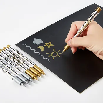 2tk Kuld, Hõbe Epoksüvaik-Joonistamine Pen Kuld Leafing Punkti Pliiats Sm Akrüülvärv Rõhutab Metallik veekindlat Markerit