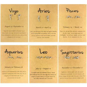 QIAMNI Zodiac Skorpion Kõrvarõngad Märke 12 Tähtkuju Kõrvarõngad Horoskoop, Astroloogia Galaxy Leo Täht Kõrvarõngad Sünnipäeva Kingitus