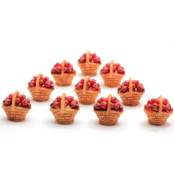 20/50tk Uus Uudsus Kawaii Vaik puuviljakorv Flatback kivi ümber Mini Simulatsiooni Kunstlik Puu Korv Käsitöö Jaoks Nukumaja D