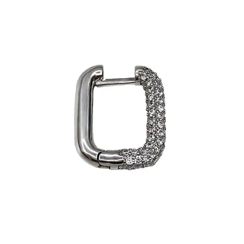 S925 sterling silver diamond ühe geomeetrilise square kõrvarõngas kõrva-klamber kõrva luku saab laotud, fashion, luxury brand ehted